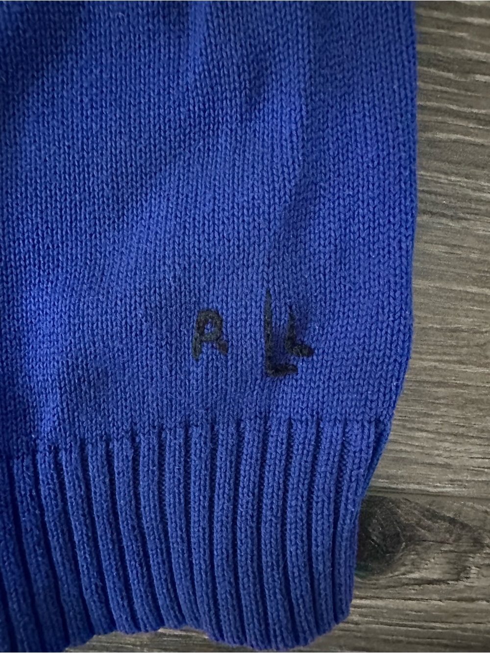 Vintage Lauren Ralph Lauren Cobalt Blue Crewneck Sweater with Flag Patch - Picture 4 of 4